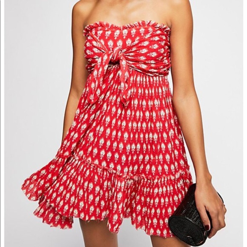Free People One Bali Night Red Strapless Dress